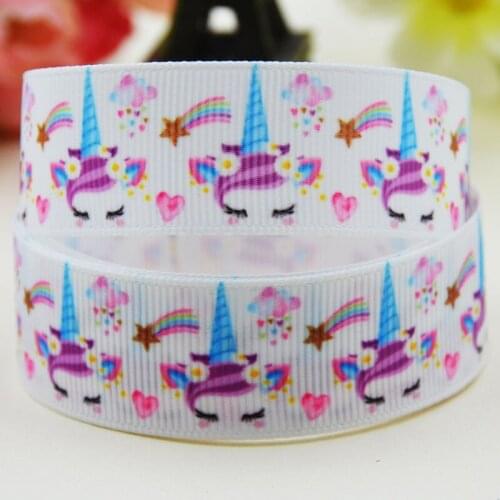7/8'' 22mm,1" 25mm,1-1/2" 38mm,3" 75mm Sleep Unicorn Cartoon Printed grosgrain ribbon party decoration 10 Yards X-02320