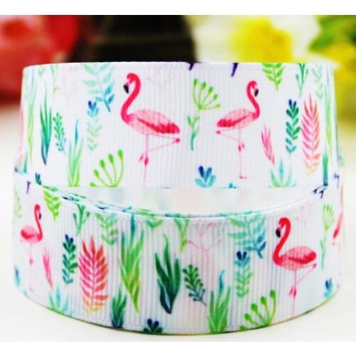 7/8'' 22mm,1" 25mm,1-1/2" 38mm,3" 75mm Flamingo Cartoon Character printed Grosgrain Ribbon party decoration X-02018 10 Yards