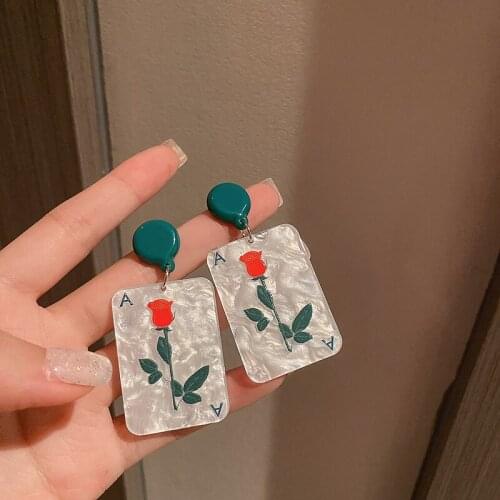 Acrylic alphabet rose earrings summer new personality sweet and fresh pendant earrings