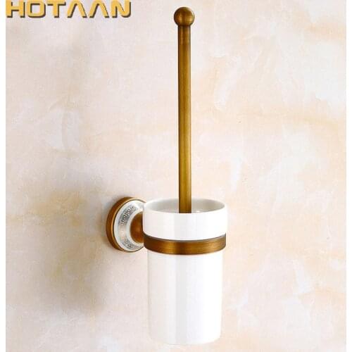 Free Shipping Toilet Brush Holder,ceramic Solid Brass Construction Base ,Bathroom accessories YT-13212