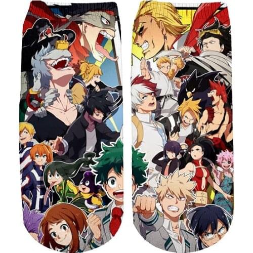 Tessffel Drop shipping Hot Anime Cartoon My Hero Academia funny harajuku 3D full Print Women/men/boy/girl short ankle socks s-3