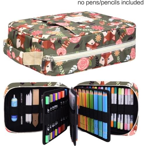 Large Capacity Pencil Case Holder Slot - Holds 202 Colored Pencils or 136 Gel Pens with Zipper Closure Best Gifts