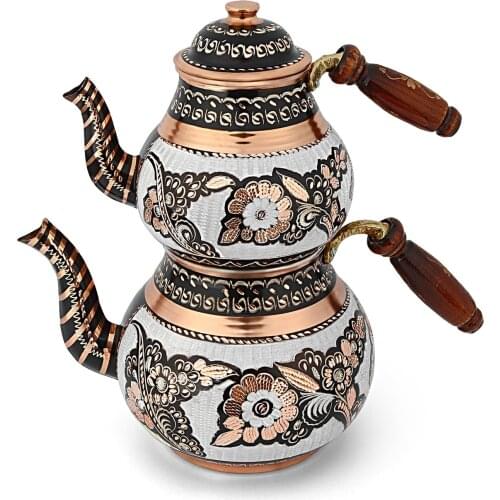 Decorative Handcrafted Wooden Handle Large Copper Teapot Teainfuser