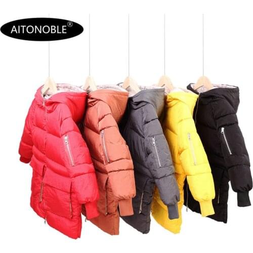 Aitonoble New Kids Down Jacket Parkas Children Down Coats and Parkas Wearing Coat with a Patch As a Gift