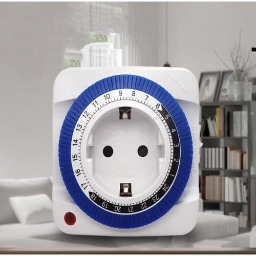 230V 16A 24 Hour Timer Socket Electrical Mechanical Timer Plug Wall Outlet EU/US Standard Switch