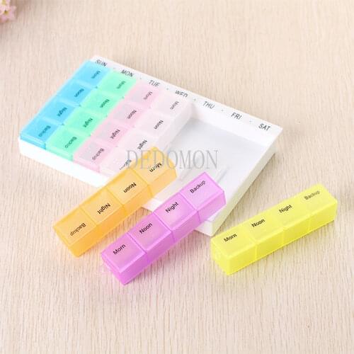 Weekly 7 Days Pill Medicine Box Holder Organizer Weekly 7 Day 28 Slots Pill Storage Box for Medications Supplements Vitamins