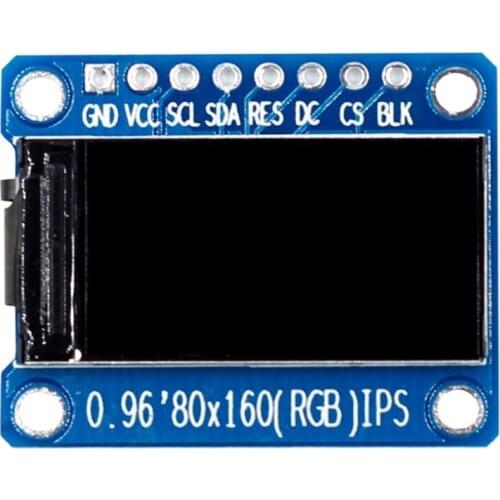 IPS RGB Display 0.96 Inch 7P SPI HD 65K Full Color LCD Module ST7735 Drive IC 80X160 (Not OLED)