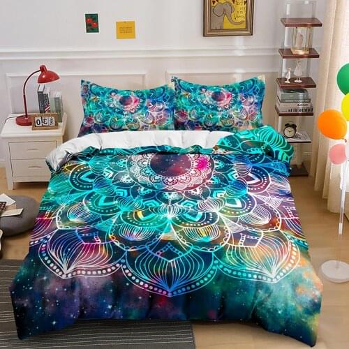 Flower Mandala Bedding Set Bohemia Style Fashion Comforter 3D Print Luxury Duvet Cover Set Home Textile Queen King Single Size
