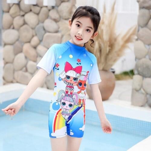 Korean Version Of Children 's Surfing Suit 2021 New Girls Swimwear One- Piece Small Fresh Cute Cartoon Princess Baby Swimsuit