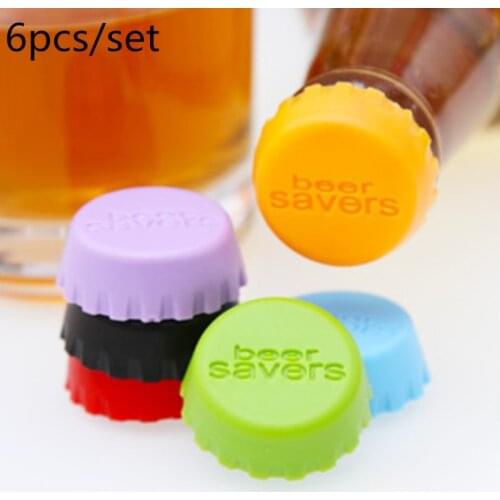 6pcs Beer Cover Soda Cola Lid Wine Saver Stopper For Kitchen Bar Supply Soft Silicone Non-toxic Reusable Silicone Bottle Caps