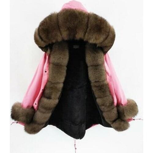 2020 new Long Winter Coats Women faux fur lining real Fox Fur Collar Thick Warm Outerwear Detachable Jacket winter jacket