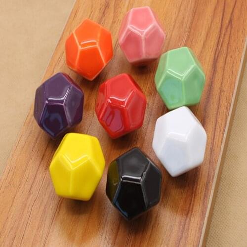 LCH Colored Stone Shaped 38MM Ceramic POLYGONAL Knobs FOOTBALL KNOB for Kids/ Children Cabinets Cupboard Knobs Door Pull