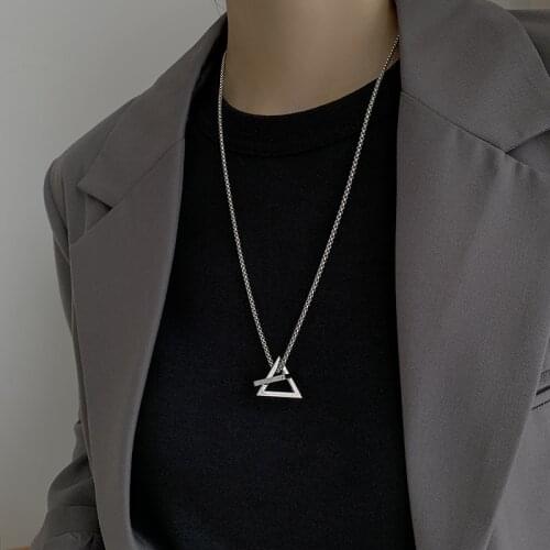 Meetvii Hip Hop Geometry Square Triangle Pendant Necklace Ins Stainless Steel Goth Women Men Necklaces Party Accessories