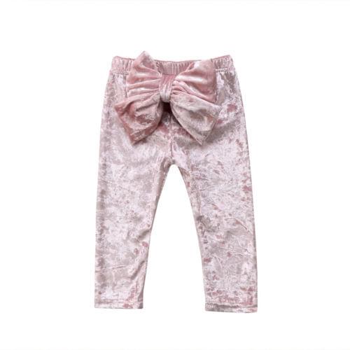 Fashion Toddler Kids Baby Girls Bowknot Bottoms Velvet Pants Leggings Clothes 1-5Yrs