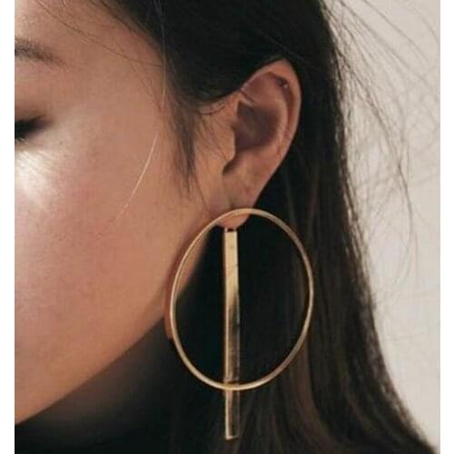 Fashion Classic Simple Wild Round Golden Circle Geometric Earrings Office Jewelry