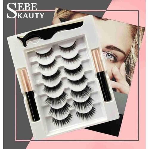 Magnetic Eyelashes Set Full Strip 7 Pair Natural Cilia False Eyeliner Dramatic Volume Thick Synthetic Eye Lashes Makeup