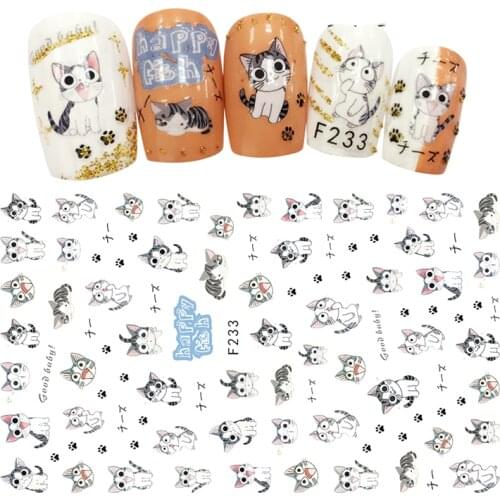 Nail Sticker Decals 3D Nails Slider Art Cute Cat Footprint Design Decoration Manicure Adhesive Foil Wraps Pegatinas Polish