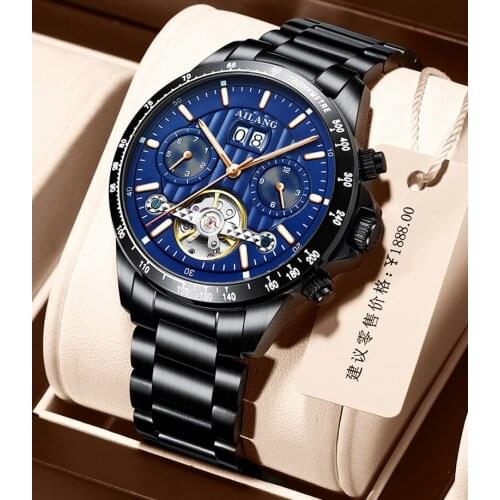 APNUONR 2020 new mens mechanical clockwork watch top stainless steel belt waterproof watch