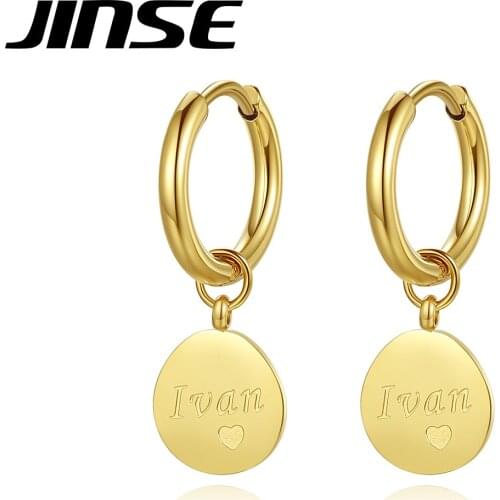 JINSE New Classic Stainless Steel Ear Buckle for Women Trendy Gold Color Small Large Circle Hoop Earrings Punk Hip Hop Love Gift