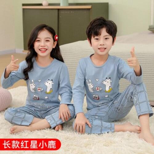 Boys Girl Sleepwear Summer Teenagers Pajamas Nightwear Cotton Childrens Clothing Sets Cartoon Pyjamas for Kids 2-18Years