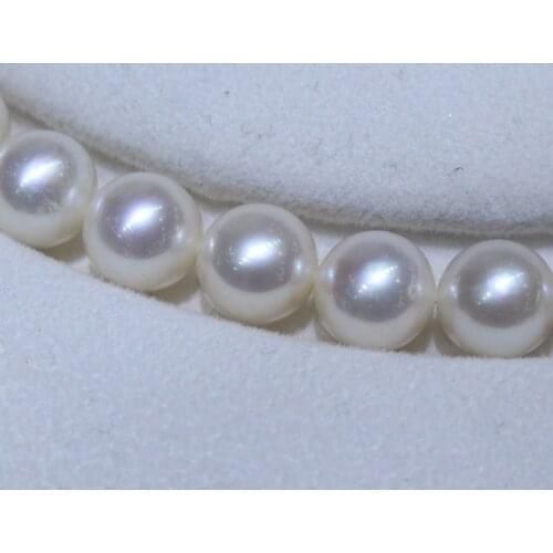 Natural Freshwater Pearl Necklace 9-10 mm Grade AAAA Round Shaped Beads 36cm DIY Strand For Gift Jewelry Accessory