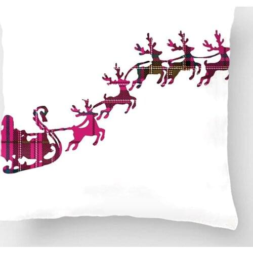 Plaid Santa And Reindeer Throw Pillow Case Decorative Cushion Cover Pillowcase Customize Gift By LVSURE For Car Sofa Seat