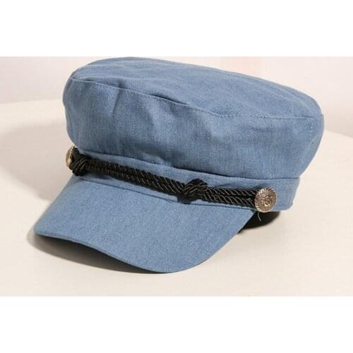 H741 Flat Top Visor Hat Women Spring Autumn Simple Navy Retro Cap Girl Pure Color Casual High Quality Fashion College Style Hats