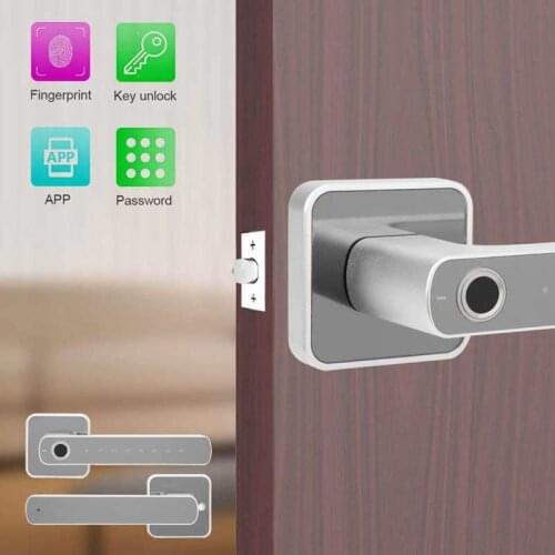 Password Lock Smart Door Handle Lock Fingerprint Bluetooth APP Password Unlock Keyless Entry with 3 Mechanical Keys