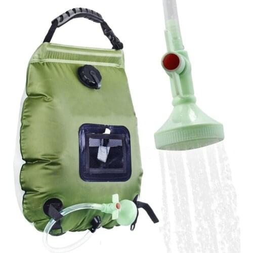 20L Water Bags Outdoor Camping Solar Shower Bag Foldable Heating Camp Showers Hiking Climbing Bath Bags Switchable Shower Head