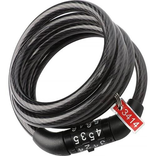 Universal Bike Self Coiling Cable Lock Anti-Theft Coiled Secure 4-Ddigit Resettable Combination Bicycle Cable Lock