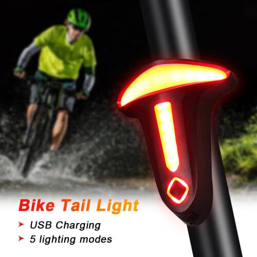 Waterproof Smart Brake Sensor Bike Taillight Bicycle Warning Rear Lamp USB Charging Display Cycling Light