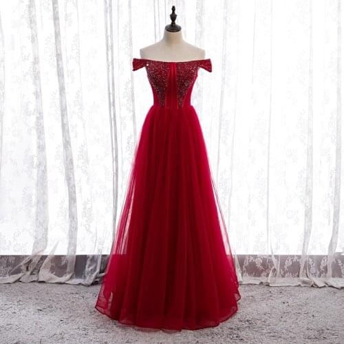 Bespoke Occasion Dresses Illusion Boat Neck Short Backless Beading Lace Tulle Luxury Burgundy Women Formal Evening Gown HB198