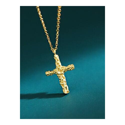 1pc INS Authentic 925 Sterling silver White/Gold Molten Foil Cross Pendant Necklace Jewelry TLX913