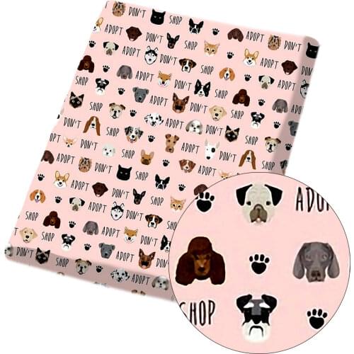 JOJO BOWS 45*140cm 1pc Polyester Cotton Fabric Cartoon Dogs Printed Cloth Sheets Apparel Sewing Materials Home Textile Patchwork