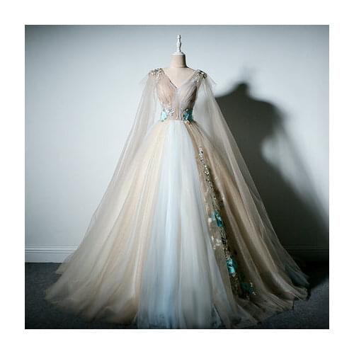 100% real shoulder veil embroidery luxury ball gown medieval dress Renaissance gown queen Victorian Belle Ball gown