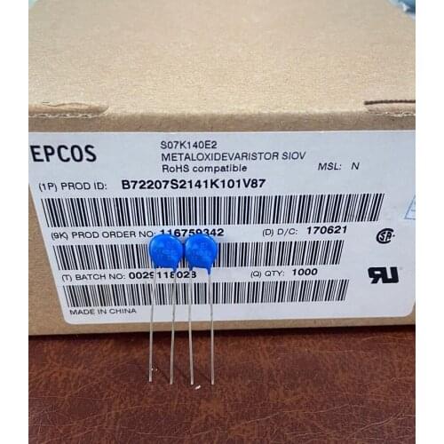 100% orginal and new S07K140E2 EPCOS B72207S2141K101 S07K140 VARISTOR 220V 1.2KA DISC 7MM best qualtiy