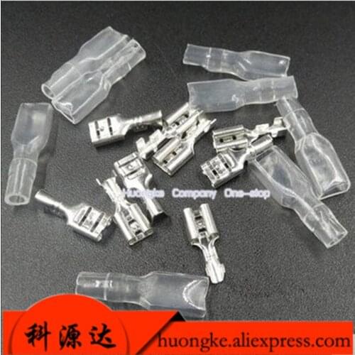 20sets/lot 2.8/4.8/6.3mm plug spring battery connector boat switch cold press terminal silicone sleeve
