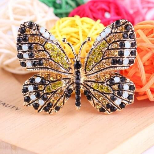 2019 Fashion Creative Women Butterfly Glitter Butterfly Shaped Colorful Rhinestone Inlaid Lapel Brooch Pin Badge accessories
