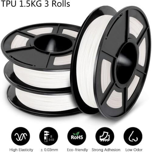 GOHIGH 3 Rolls 1.5 KG TPU 0.5KG for 1Roll Flexible Filament High Resilience 3D Printing Material For All Printer