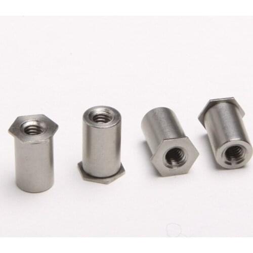 5PCS 304 Stainless Steel Through-hole Riveted Stud / Pressure Riveting Pieces / Rivet Nut Column M3 * 10