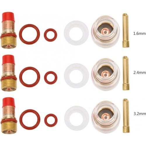 TIG-17/18/26 Welding Torch Collet Kit Filter Guide Fluid Protection Collet Transparent Glass Cover Argon Arc Welding Nozzle Set