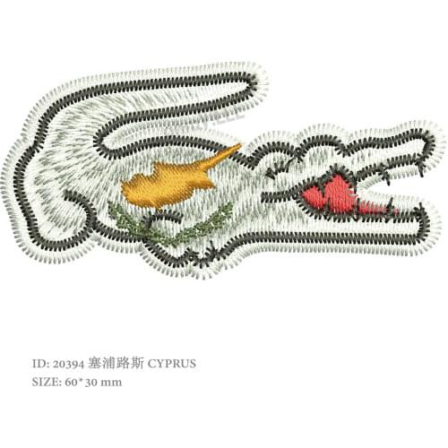 Free Shipping Crocodile Cyprus Flag Embroidered France Patches Promotion Iron on Patch Eco-friendly Handmade 3D Appliqued