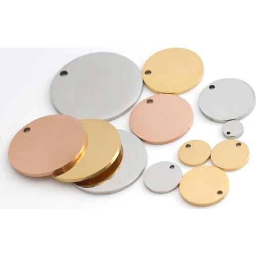 Wholesale 100PCs Stainless Steel 10MM 15MM 20MM 25MM Tags Charms DIY Dog Id Tag