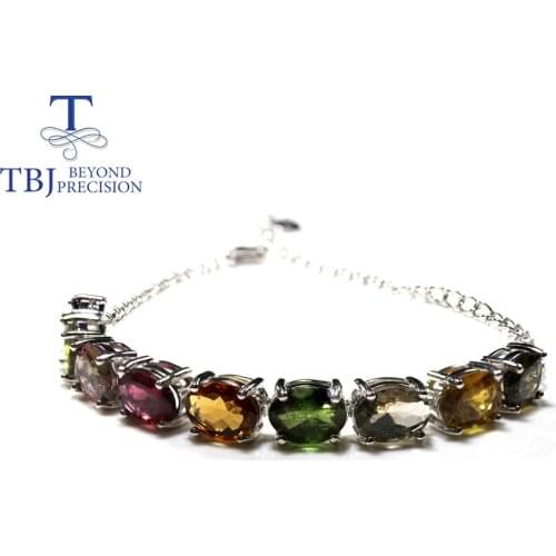 Natural fancy color tourmaline bracelet with 925 sterling silver simple design fine jewelry for girl daily wear nice gift