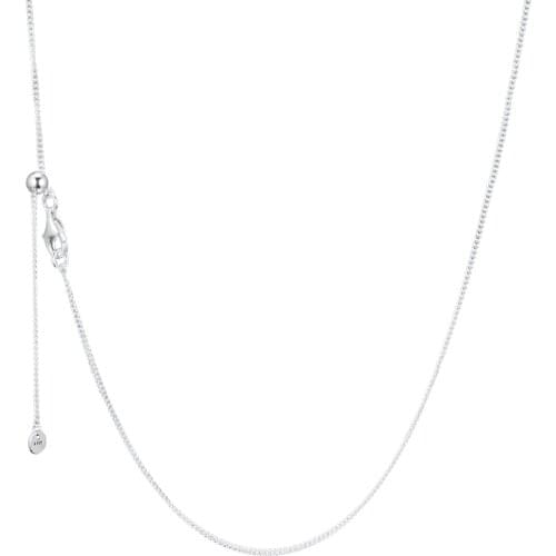 100% Solid 925 Sterling Silver Curb Chain Necklace 60 cm Silver 925 Necklaces for Women DIY Beads Charms Jewelry Making