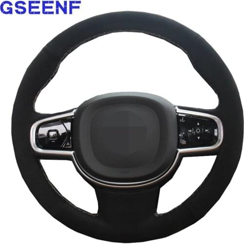 Car Steering Wheel Cover Suede Cow Leather DIY soft For Volvo S90 XC90 2015-2020 XC60 2018-2020 V60 2019-2010 V90 2017-2020