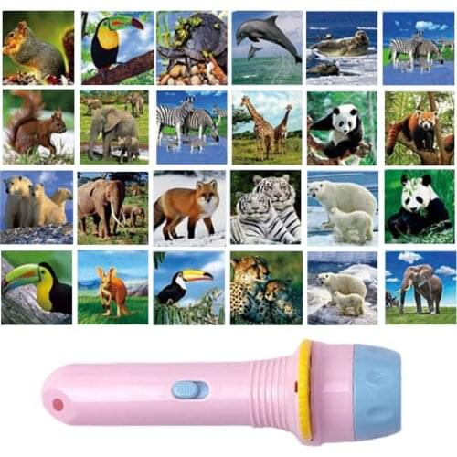 Kids Slide Projector Animal Fruit Cartoon Projection Flashlight Toy Educational Homeschool Early Education Projector