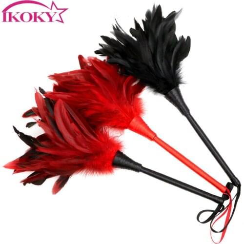 IKOKY Couple Flirting Adult Game Erotic Sex Toy Spanking Bondage Clitoris Tick Feather Whip Slave Role Play Itching Feather