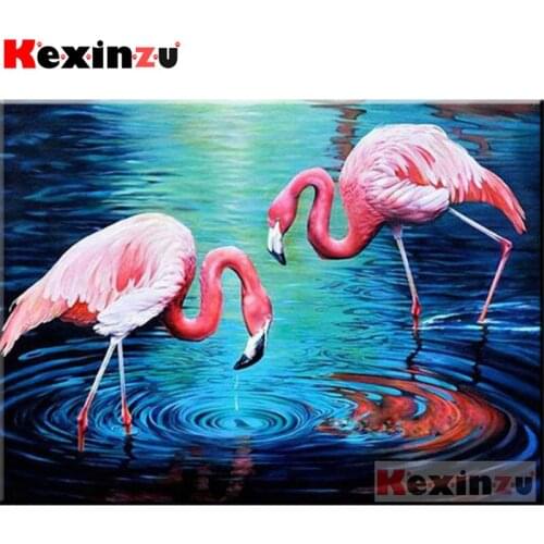 Kexinzu 2019 new 5D DIY Full Square/Round Diamond Painting"Flamingo"3D Embroidery Cross Stitch handcraft work Home Decor X00