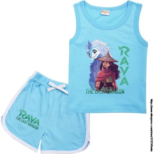 Raya and The Last Dragon Toddler Baby Boys Clothes Set T Shirt Vest Shorts Outfits Sets Child Girls Tracksuit 1 -15 Years